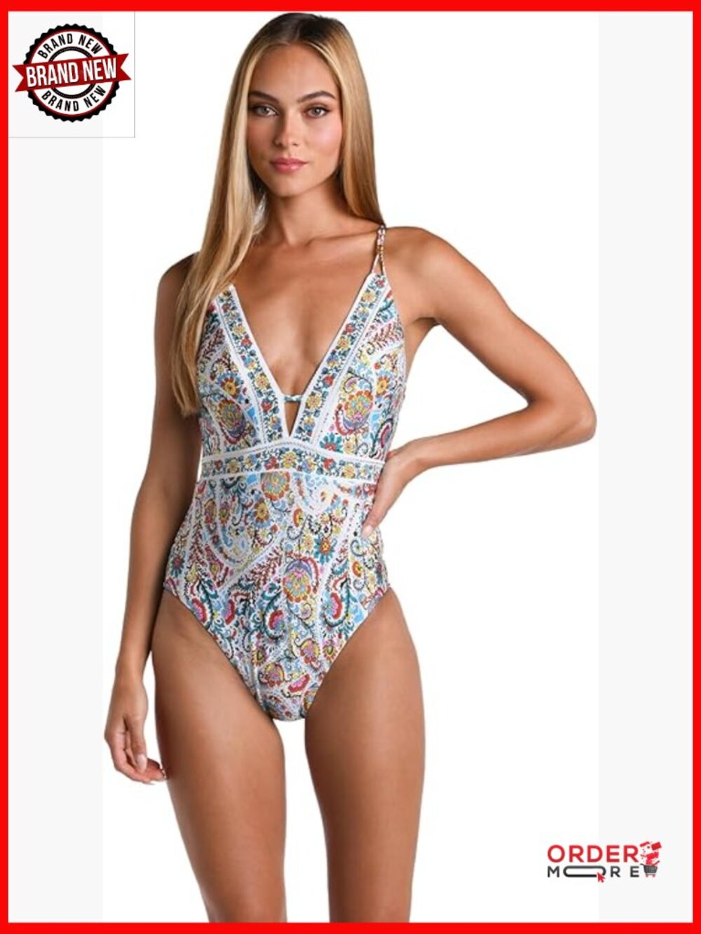 Vintage Paisley One Piece Swimsuit with Tummy Control Adjustable Straps